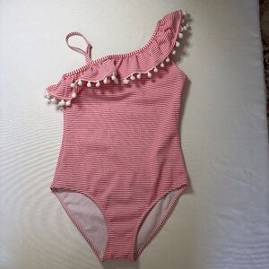 Snapper Rock New Zealand, ruffle with Pompoms Swimsuit, girls 12
